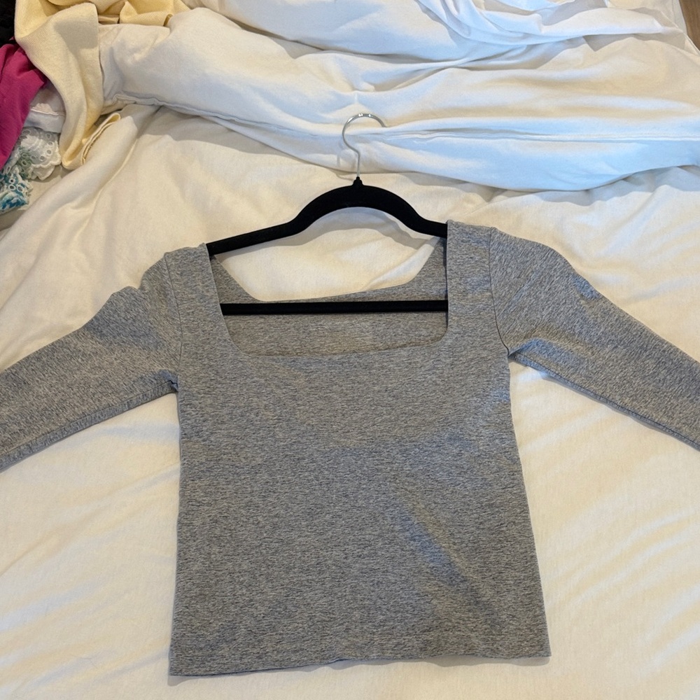 Free People Gray Long Sleeve Top